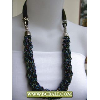 Beaded Paua wrap Necklaces Fashion mix Black cloth